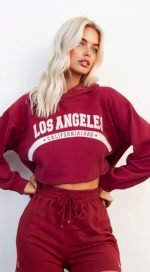 California style sweatshirt with a cut-out fleece hood.