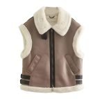 Satin fur effect vest coat - Image 4