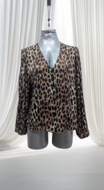 Soft touch leopard blouse with buttons - Image 2