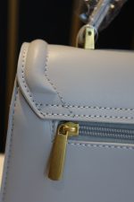 Elegant Structured Handbag – Gray/ sky blue with Gold Accent - Image 4