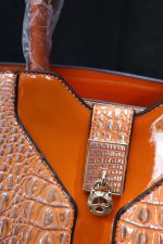 Orange crocodile effect bag - Image 4