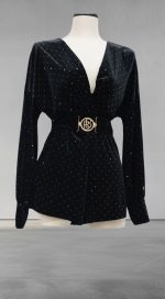 Velvet monoshort with rhinestone effect - Image 2