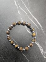 Tiger Eye & Steel Beaded Bracelet – Elegant & Minimalist - Image 3