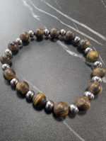 Tiger Eye & Steel Beaded Bracelet – Elegant & Minimalist - Image 2